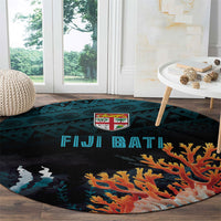 Fiji Bati Rugby Viti Masi Round Carpet Coral Motifs LT7 - Polynesian Pride