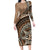 Tonga Ngatu Family Matching Long Sleeve Bodycon Dress and Hawaiian Shirt Tokelau Classic Motifs LT7 Mom's Dress Brown - Polynesian Pride