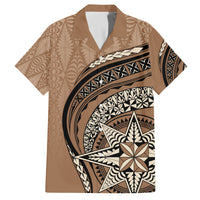 Tonga Ngatu Family Matching Puletasi Dress and Hawaiian Shirt Tokelau Classic Motifs LT7 Dad's Shirt - Short Sleeve Brown - Polynesian Pride