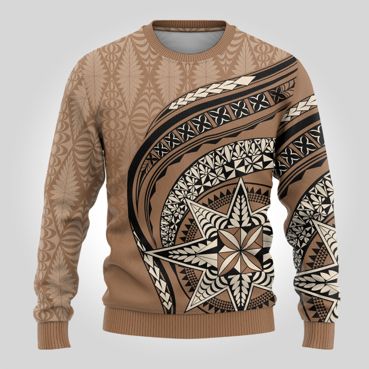 Tonga Ngatu Ugly Christmas Sweater Tokelau Classic Motifs LT7 - Polynesian Pride