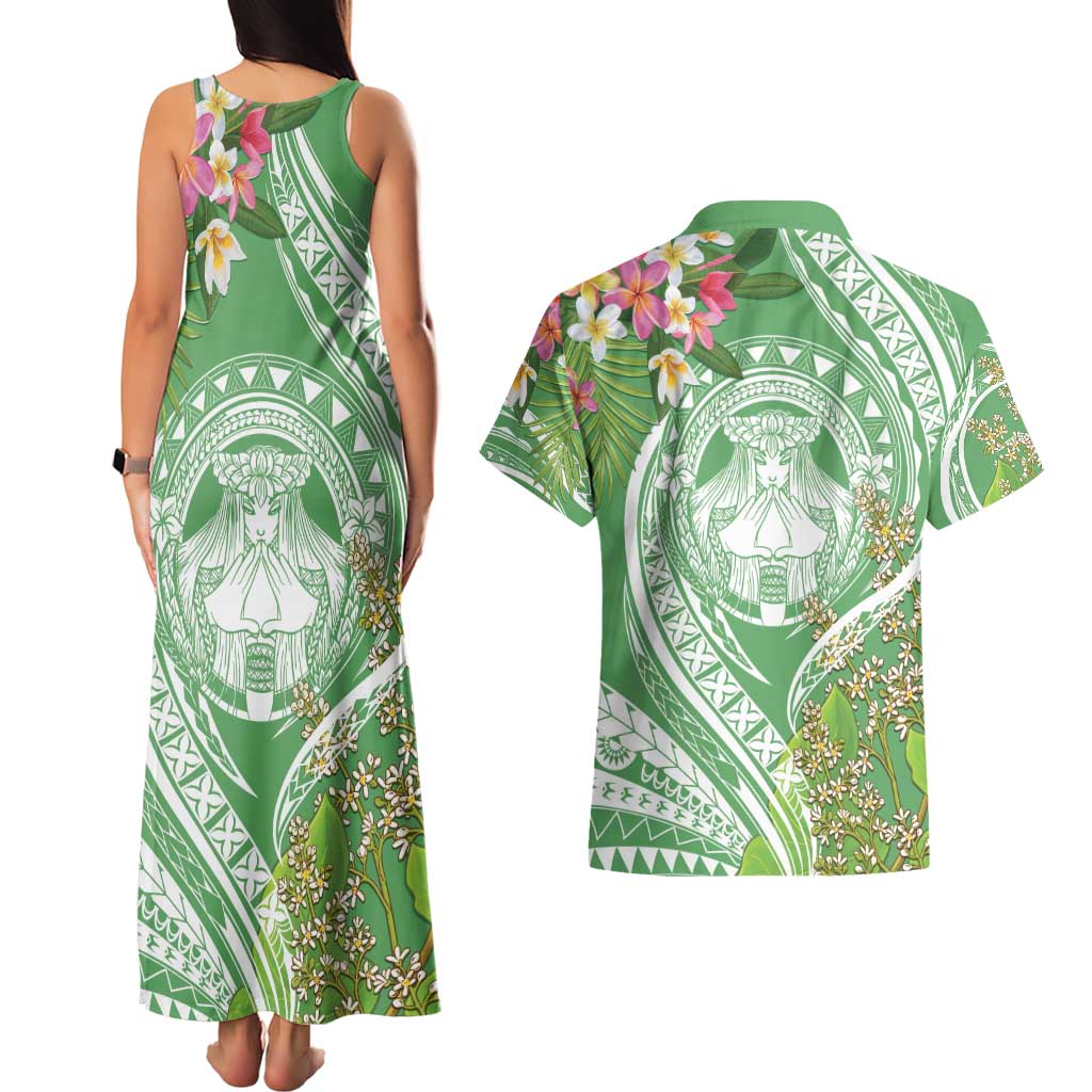 Aloha Molokai Island Couples Matching Tank Maxi Dress and Hawaiian Shirt Hawaii Pua Kukui