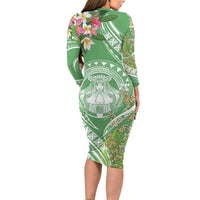 Aloha Molokai Island Family Matching Long Sleeve Bodycon Dress and Hawaiian Shirt Hawaii Pua Kukui