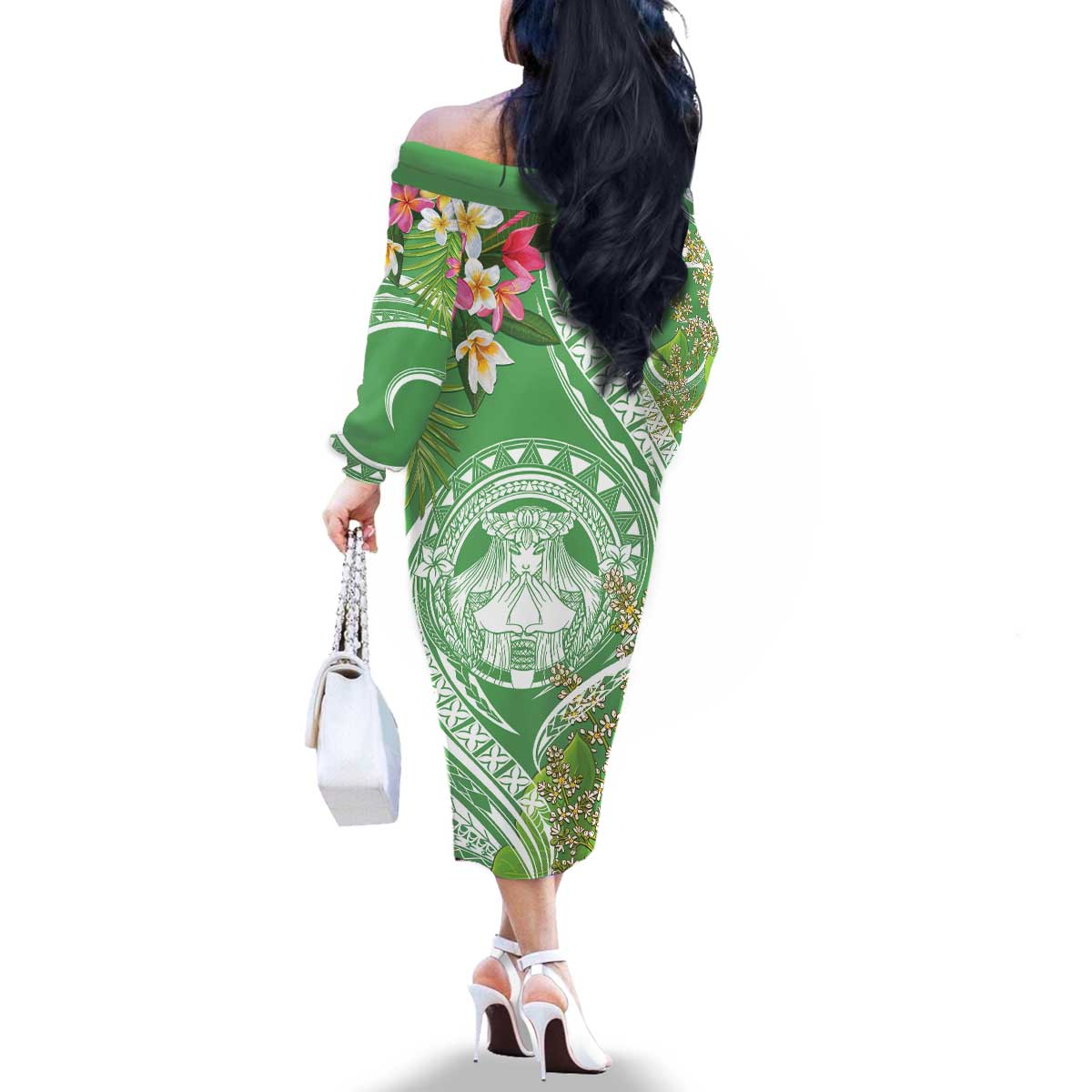 Aloha Molokai Island Family Matching Off The Shoulder Long Sleeve Dress and Hawaiian Shirt Hawaii Pua Kukui