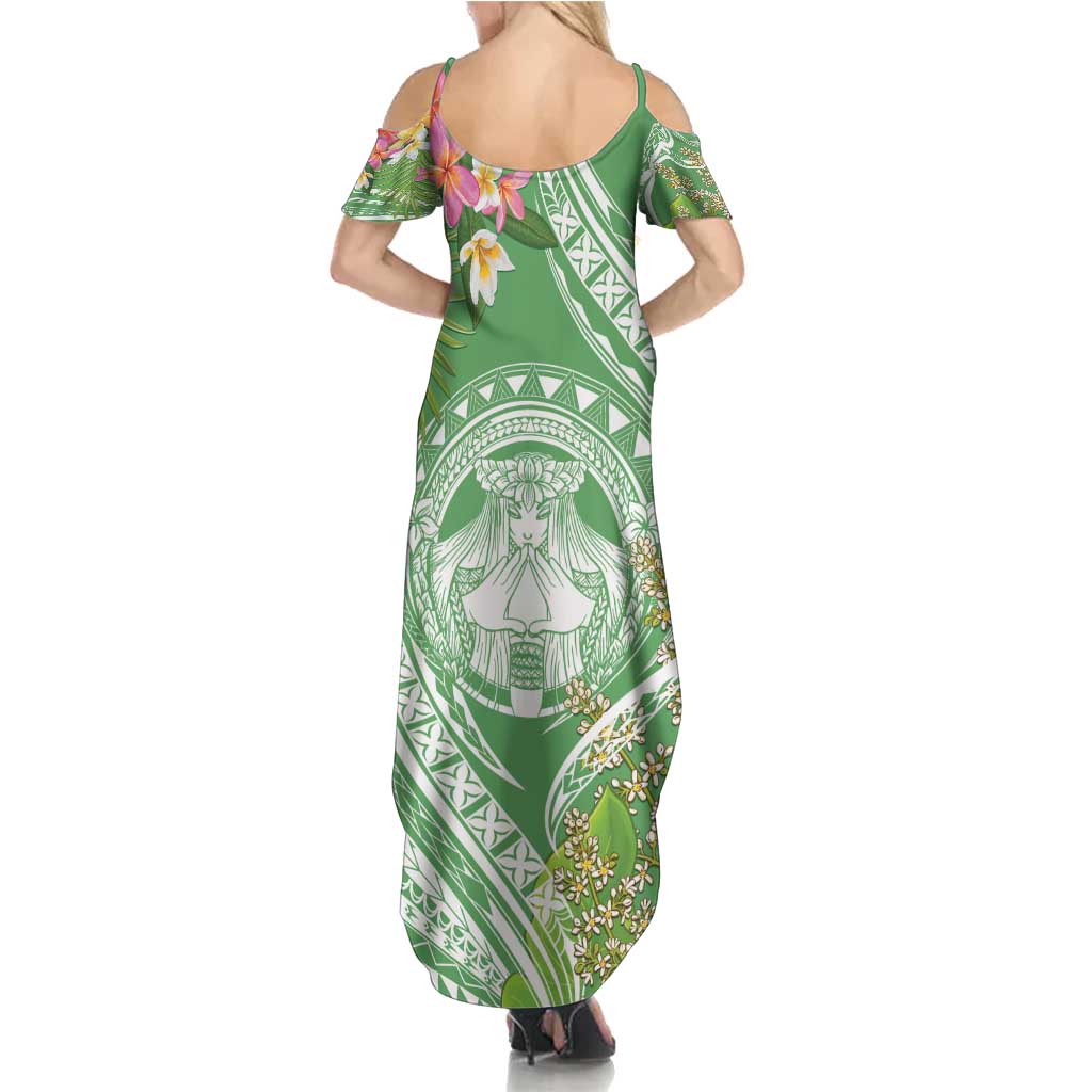 Aloha Molokai Island Summer Maxi Dress Hawaii Pua Kukui