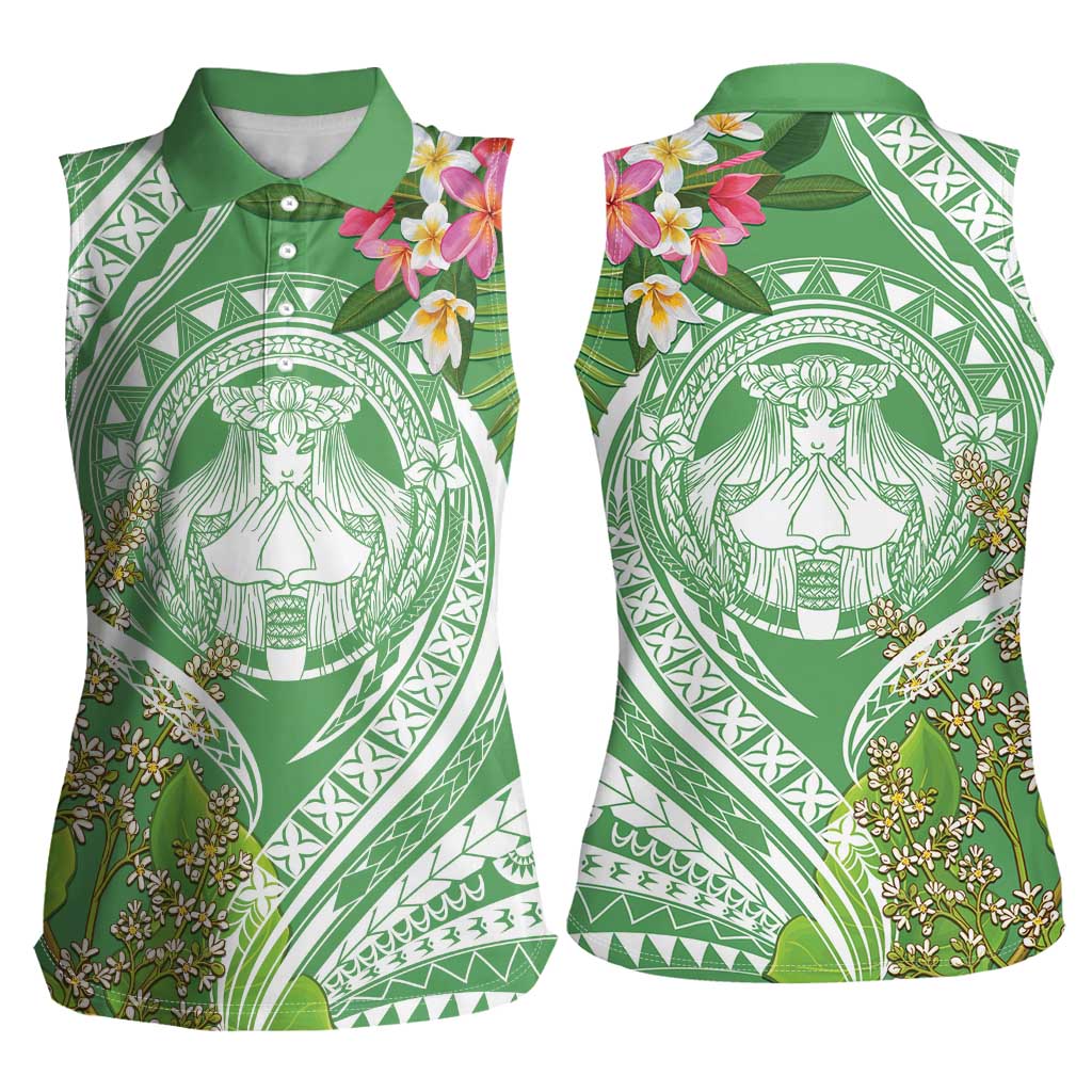 Aloha Molokai Island Women Sleeveless Polo Shirt Hawaii Pua Kukui