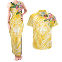 Aloha Hawaii Oahu Couples Matching Tank Maxi Dress and Hawaiian Shirt Wahine with Ilima Lei