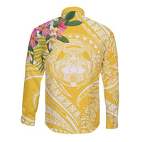 Aloha Hawaii Oahu Long Sleeve Button Shirt Wahine with Ilima Lei