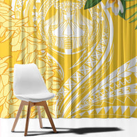 Aloha Hawaii Oahu Window Curtain Wahine with Ilima Lei