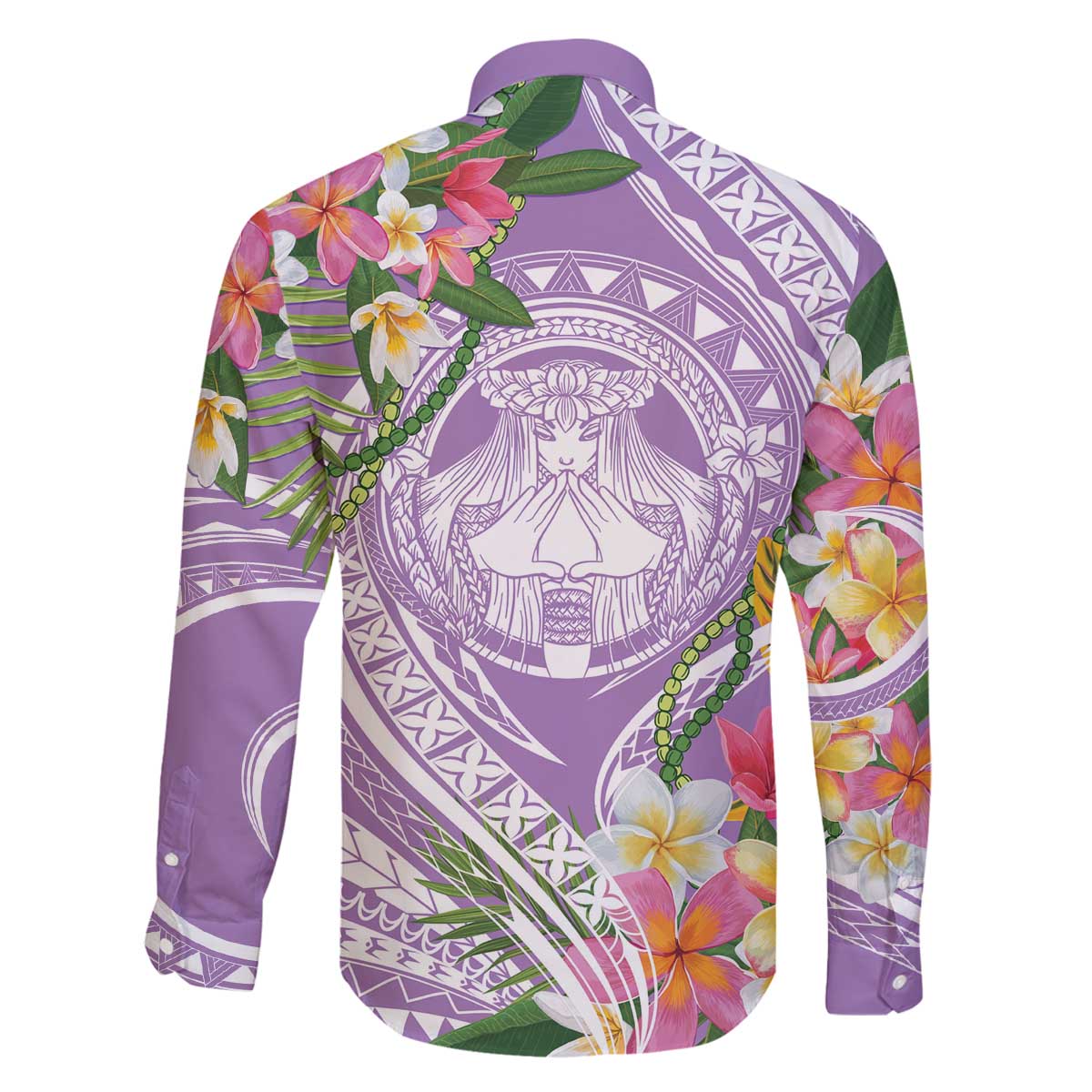 Aloha Hawaii Kauai Family Matching Off The Shoulder Long Sleeve Dress and Hawaiian Shirt Frangipani Mix Mokihana Lei