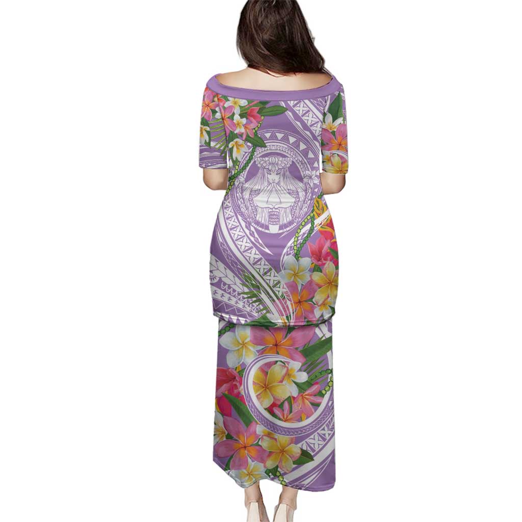 Aloha Hawaii Kauai Family Matching Puletasi and Hawaiian Shirt Frangipani Mix Mokihana Lei