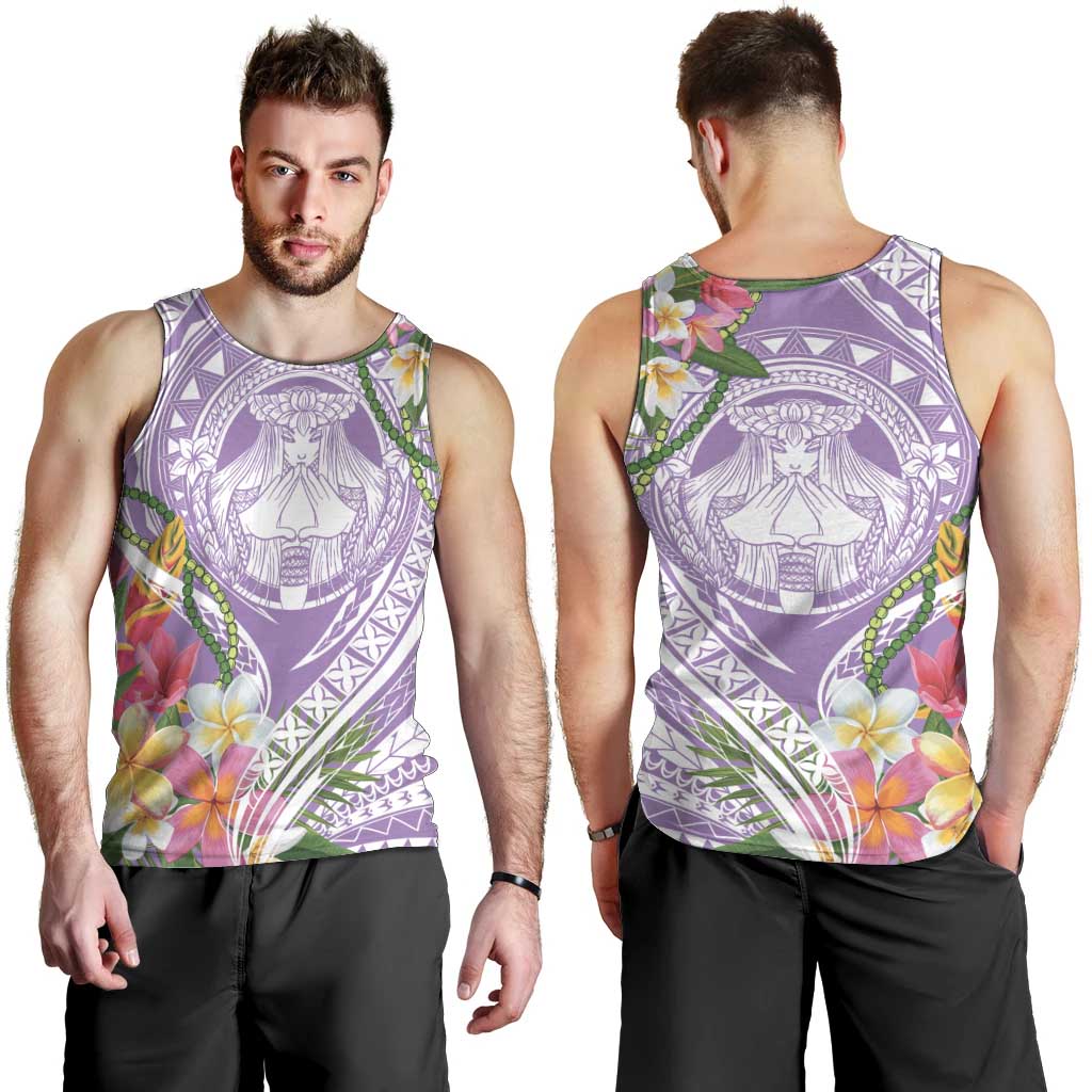 Aloha Hawaii Kauai Men Tank Top Frangipani Mix Mokihana Lei