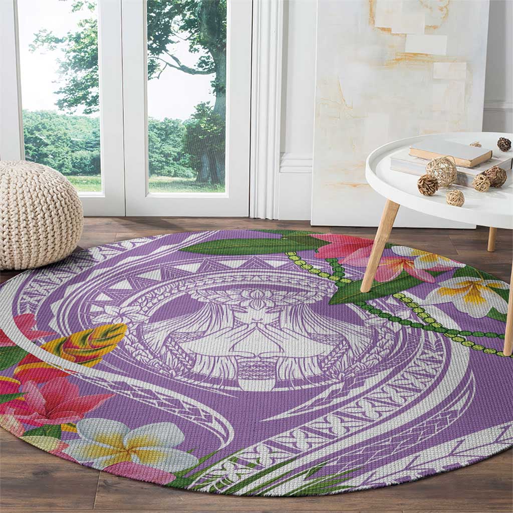 Aloha Hawaii Kauai Round Carpet Frangipani Mix Mokihana Lei