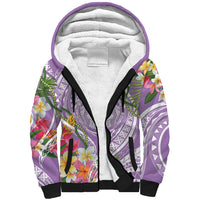 Aloha Hawaii Kauai Sherpa Hoodie Frangipani Mix Mokihana Lei
