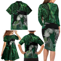 New Zealand Aroha Koe Mama Family Matching Long Sleeve Bodycon Dress and Hawaiian Shirt Maori Hongi - Pounamu LT7 - Polynesian Pride