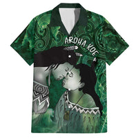 New Zealand Aroha Koe Mama Family Matching Long Sleeve Bodycon Dress and Hawaiian Shirt Maori Hongi - Pounamu LT7 Dad's Shirt - Short Sleeve Green - Polynesian Pride