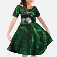 New Zealand Aroha Koe Mama Family Matching Mermaid Dress and Hawaiian Shirt Maori Hongi - Pounamu LT7 Daughter's Dress Green - Polynesian Pride