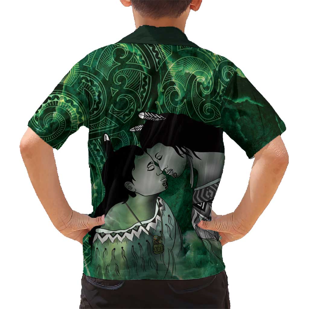 New Zealand Aroha Koe Mama Family Matching Short Sleeve Bodycon Dress and Hawaiian Shirt Maori Hongi - Pounamu LT7 - Polynesian Pride