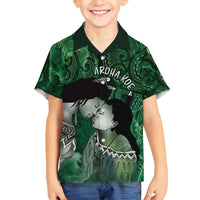 New Zealand Aroha Koe Mama Family Matching Tank Maxi Dress and Hawaiian Shirt Maori Hongi - Pounamu LT7 Son's Shirt Green - Polynesian Pride