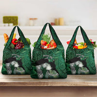 New Zealand Aroha Koe Mama Grocery Bag Maori Hongi - Pounamu LT7 3-pack One Size Green - Polynesian Pride