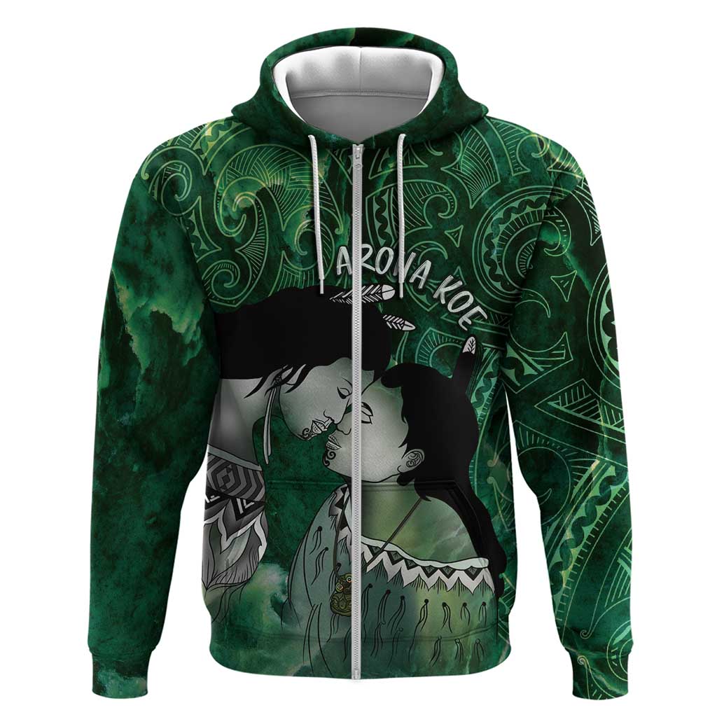 New Zealand Aroha Koe Mama Hoodie Maori Hongi - Pounamu