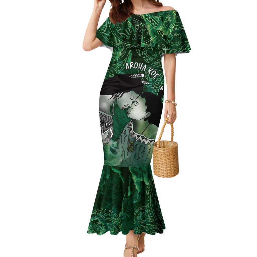 New Zealand Aroha Koe Mama Mermaid Dress Maori Hongi - Pounamu