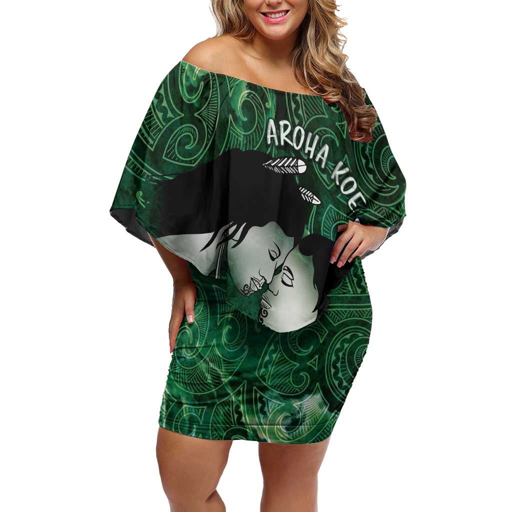 New Zealand Aroha Koe Mama Off Shoulder Short Dress Maori Hongi - Pounamu
