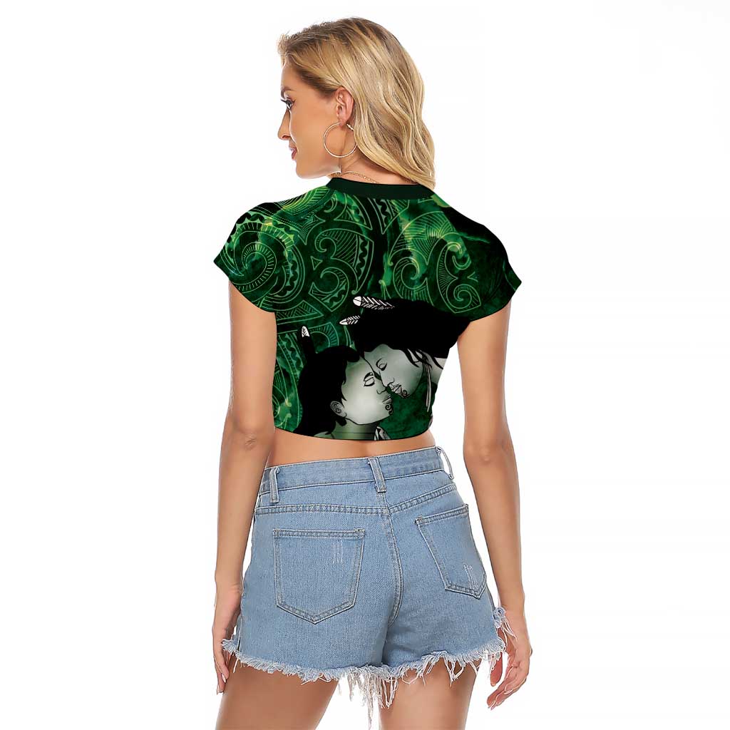 New Zealand Aroha Koe Mama Raglan Cropped T Shirt Maori Hongi - Pounamu LT7 - Polynesian Pride