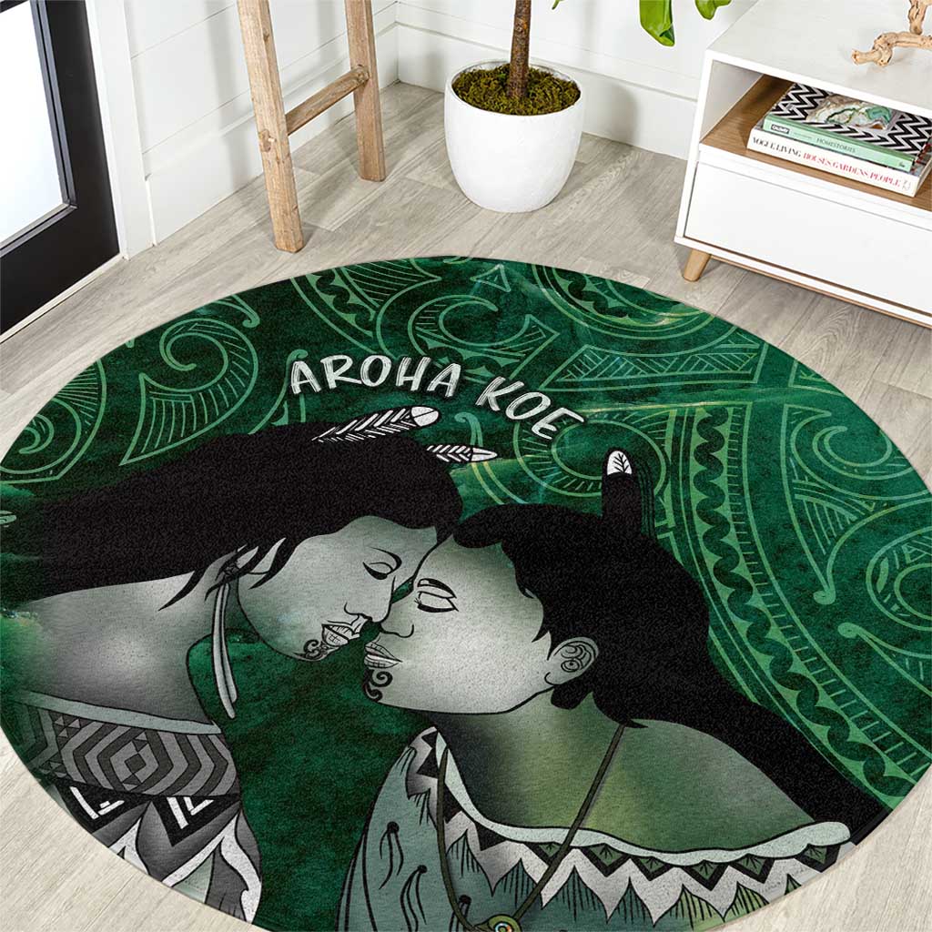 New Zealand Aroha Koe Mama Round Carpet Maori Hongi - Pounamu