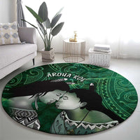 New Zealand Aroha Koe Mama Round Carpet Maori Hongi - Pounamu