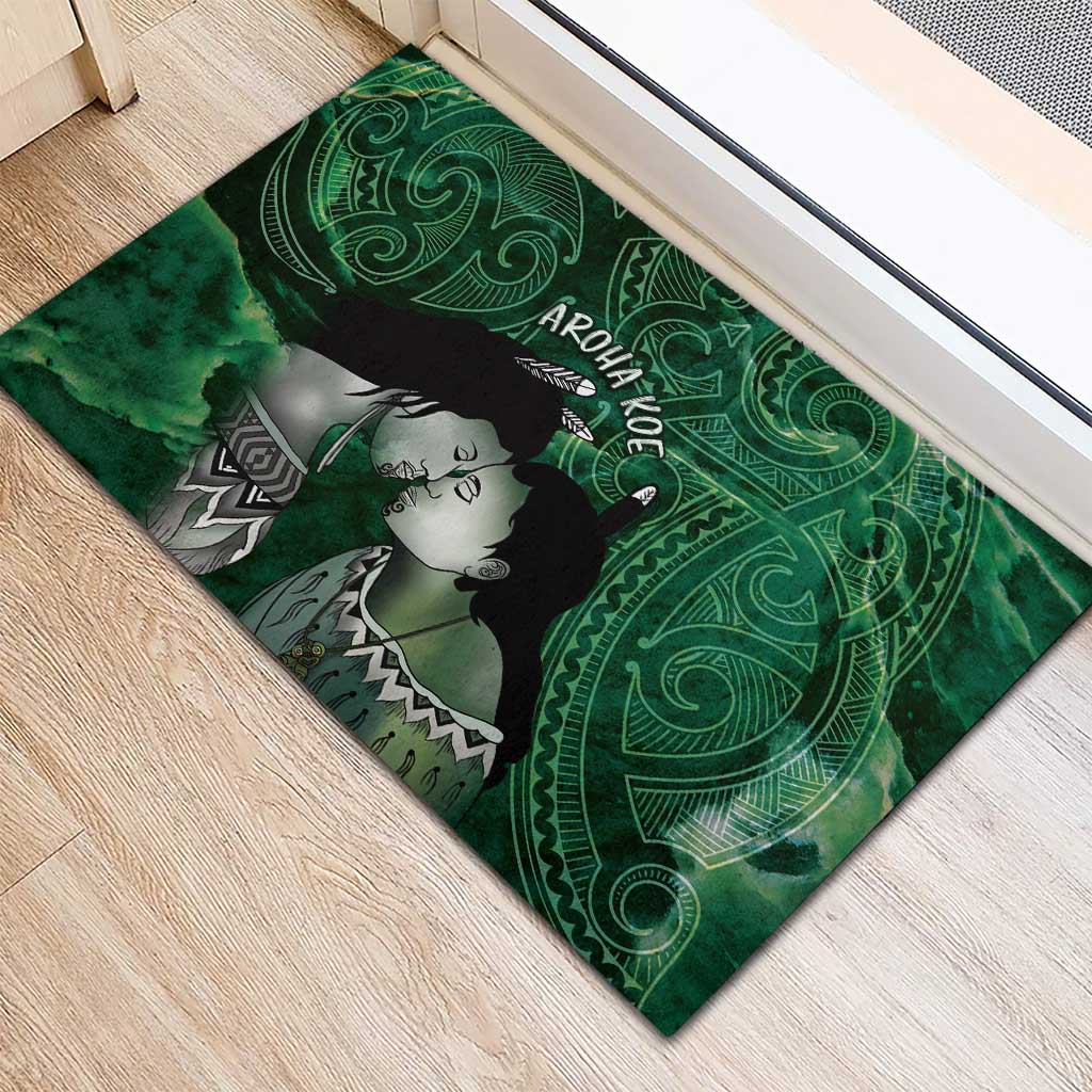 New Zealand Aroha Koe Mama Rubber Doormat Maori Hongi - Pounamu LT7 - Polynesian Pride