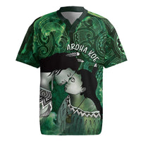 New Zealand Aroha Koe Mama Rugby Jersey Maori Hongi - Pounamu LT7 Green - Polynesian Pride