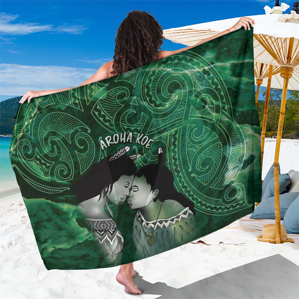 New Zealand Aroha Koe Mama Sarong Maori Hongi - Pounamu LT7 One Size 44 x 66 inches Green - Polynesian Pride
