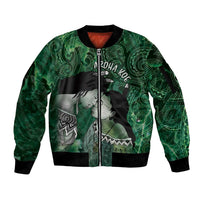 New Zealand Aroha Koe Mama Sleeve Zip Bomber Jacket Maori Hongi - Pounamu LT7 Unisex Green - Polynesian Pride