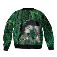 New Zealand Aroha Koe Mama Sleeve Zip Bomber Jacket Maori Hongi - Pounamu LT7 - Polynesian Pride