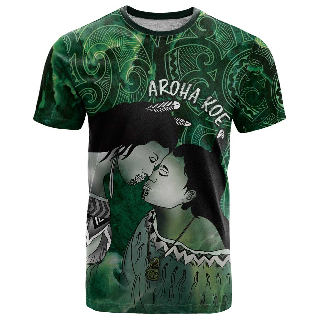 New Zealand Aroha Koe Mama T Shirt Maori Hongi - Pounamu LT7 Green - Polynesian Pride