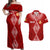 Personalised Kolisi Tonga Atele Couples Matching Off Shoulder Maxi Dress and Hawaiian Shirt Tongan Kupesi - Special LT7 Red - Polynesian Pride