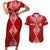 Personalised Kolisi Tonga Atele Couples Matching Short Sleeve Bodycon Dress and Hawaiian Shirt Tongan Kupesi - Special LT7 Red - Polynesian Pride