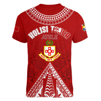 Personalised Kolisi Tonga Atele Women V Neck T Shirt Tongan Kupesi - Special LT7 - Polynesian Pride