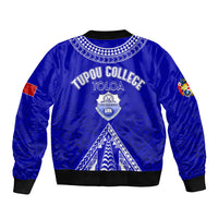 Personalised Tupou College Toloa Sleeve Zip Bomber Jacket Tongan Kupesi - Special LT7 - Polynesian Pride