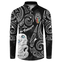 Kia Hara Te reo Maori Button Sweatshirt Manaia Moko Pattern
