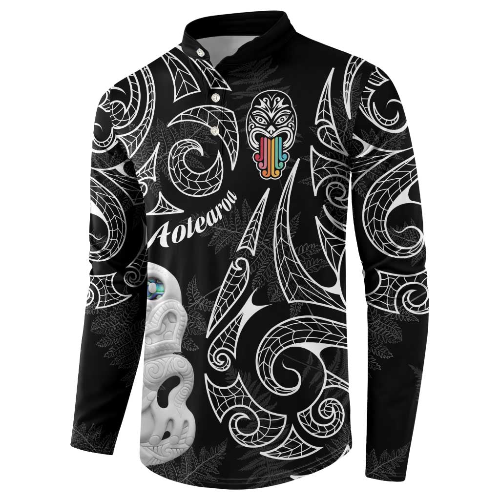 Kia Hara Te reo Maori Button Sweatshirt Manaia Moko Pattern