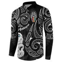 Kia Hara Te reo Maori Button Sweatshirt Manaia Moko Pattern