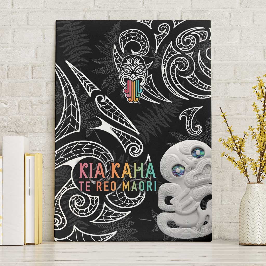 Kia Hara Te reo Maori Canvas Wall Art Manaia Moko Pattern