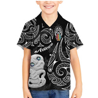 Kia Hara Te reo Maori Family Matching Mermaid Dress and Hawaiian Shirt Manaia Moko Pattern
