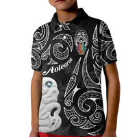 Kia Hara Te reo Maori Kid Polo Shirt Manaia Moko Pattern LT7 Kid Black - Polynesian Pride