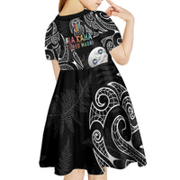 Kia Hara Te reo Maori Kid Short Sleeve Dress Manaia Moko Pattern LT7 - Polynesian Pride