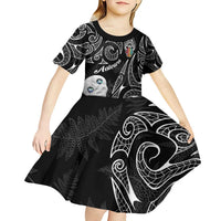 Kia Hara Te reo Maori Kid Short Sleeve Dress Manaia Moko Pattern LT7 - Polynesian Pride