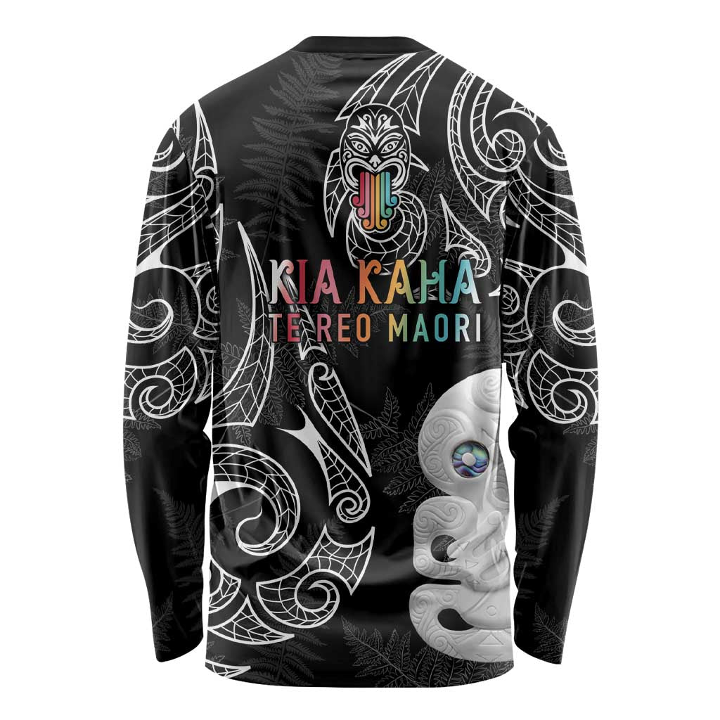 Kia Hara Te reo Maori Long Sleeve Shirt Manaia Moko Pattern