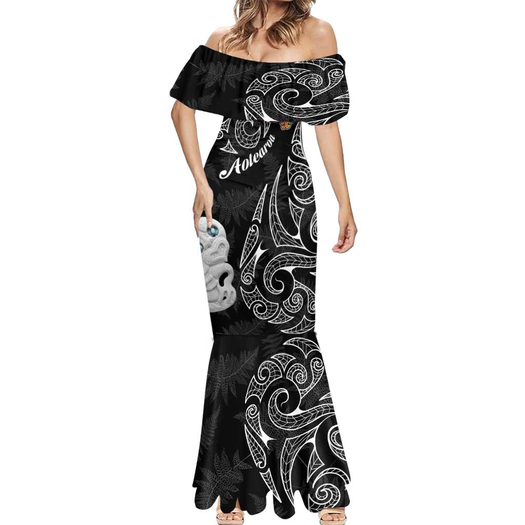 Kia Hara Te reo Maori Mermaid Dress Manaia Moko Pattern LT7 - Polynesian Pride