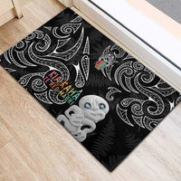 Kia Hara Te reo Maori Rubber Doormat Manaia Moko Pattern
